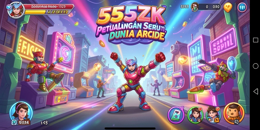Screenshot gameplay menunjukkan karakter melawan rintangan dalam 555ZK.