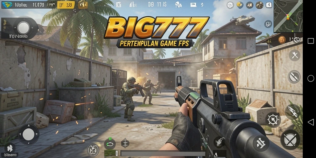 Tampilan gameplay menegangkan dalam pertempuran FPS BIG777.