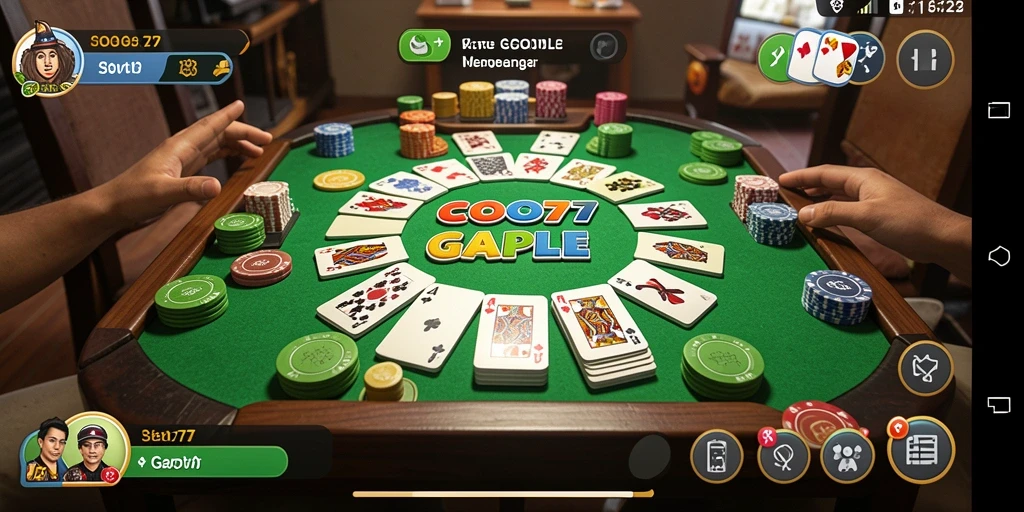 Screenshot utama COO77 menunjukkan gameplay Gaple yang mendebarkan.