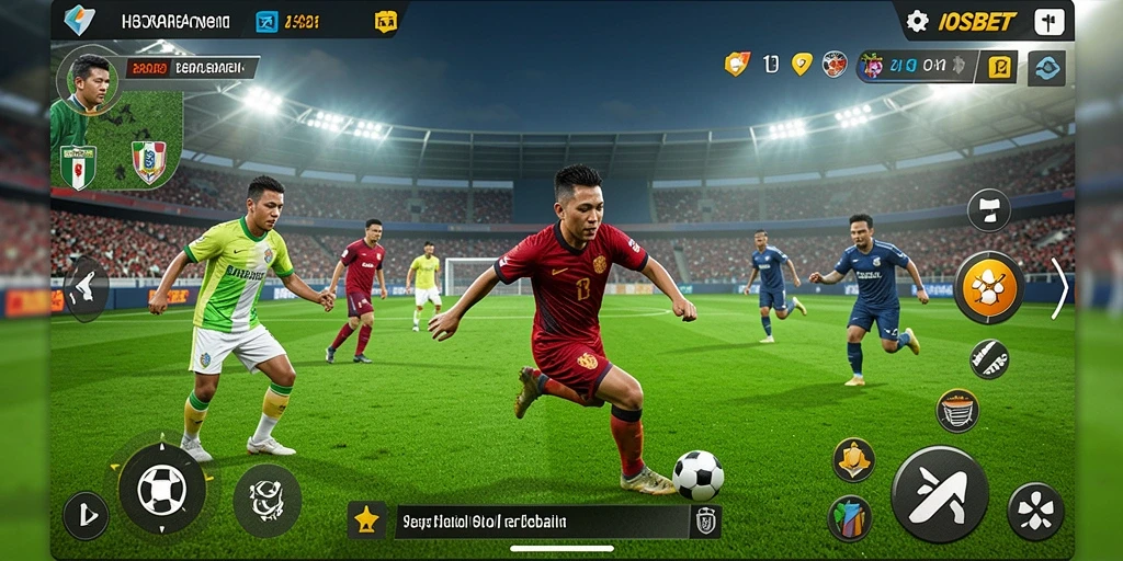 Screenshot gameplay <strong>IOSBET</strong> menampilkan aksi seru pertandingan sepak bola.