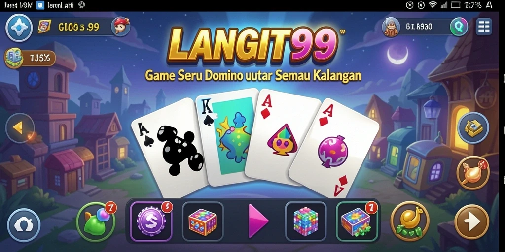 Tampilan gameplay seru dari LANGIT99 dengan teman-teman bermain Domino.