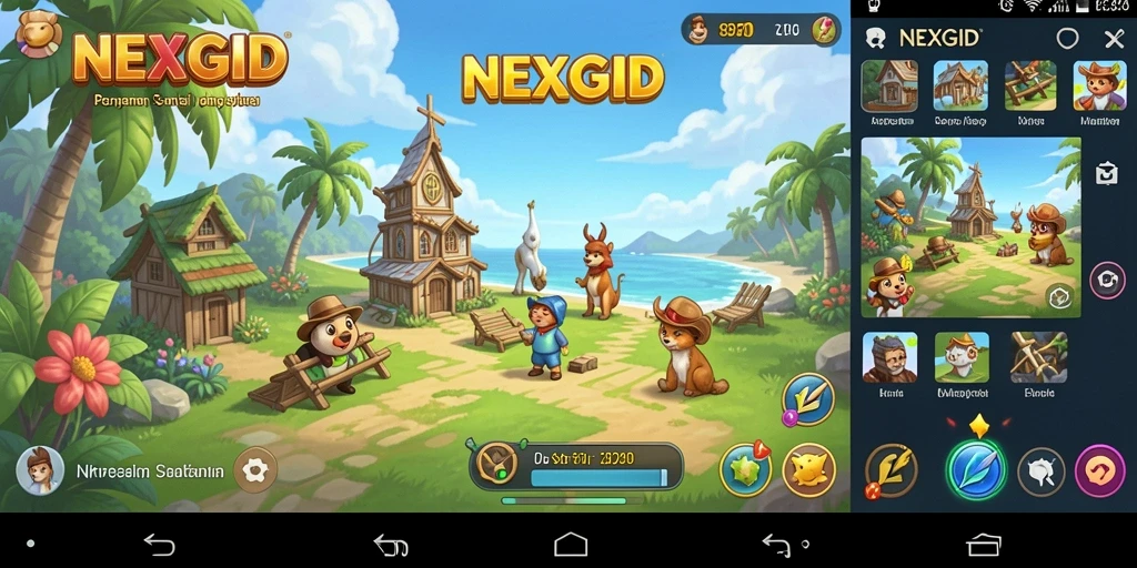 Tampilan gameplay NEXGID yang menarik dan penuh warna.