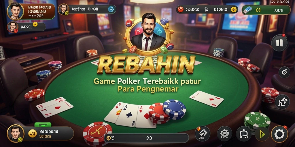 Screenshot utama REBAHIN dengan tampilan gameplay Poker yang menarik.