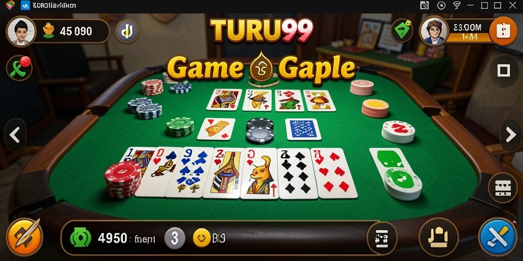 Tampilan gameplay seru di TURU99 dengan fitur Gaple.