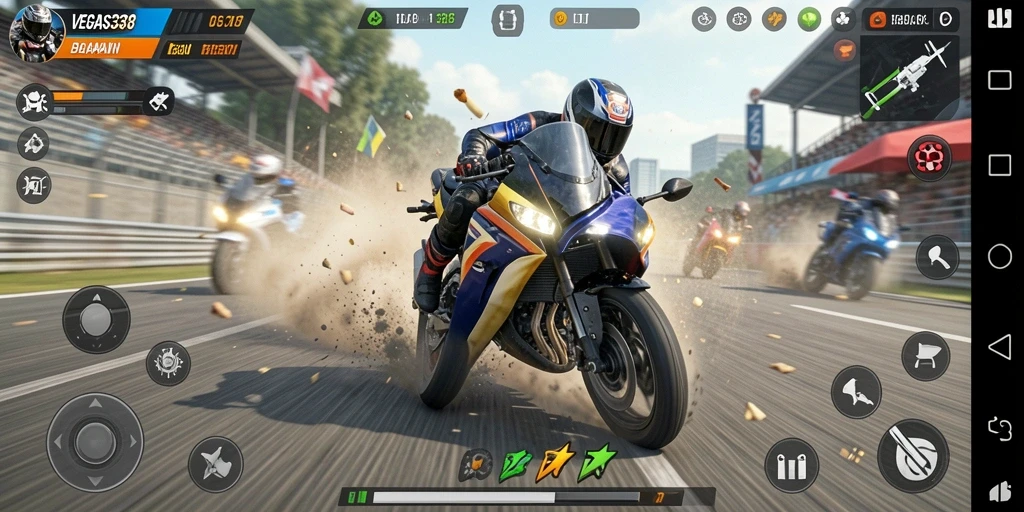 Tampilan balapan motor yang mendebarkan di VEGAS338.